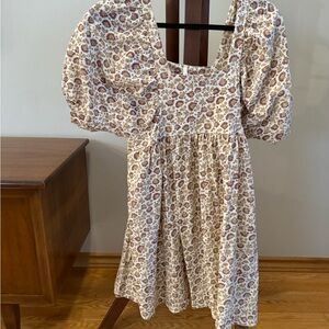 Rylee + Cru Floral Dress in Brown and Cream